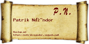 Patrik Nándor névjegykártya